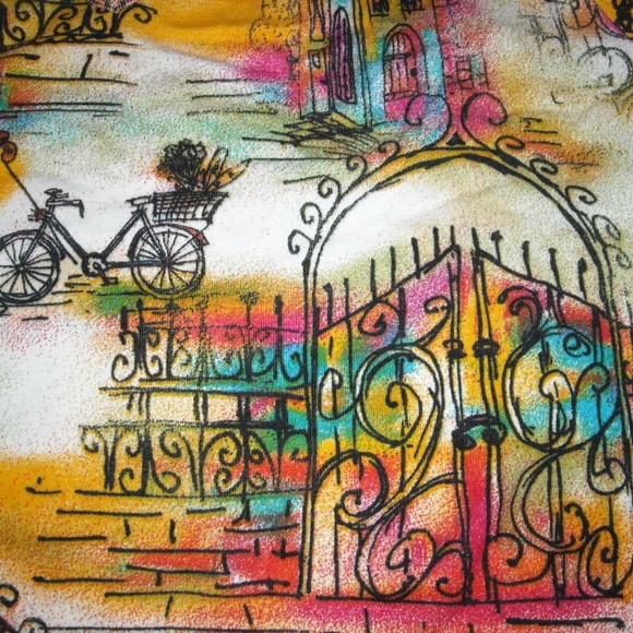 Chicos Shirt  Colorful Cotton V Neck 3 Large - Picture 4 of 5